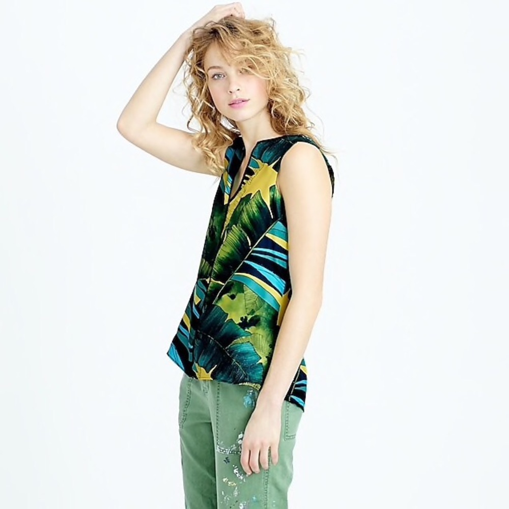J. Crew Collection Silk Twill Shell In Jungle